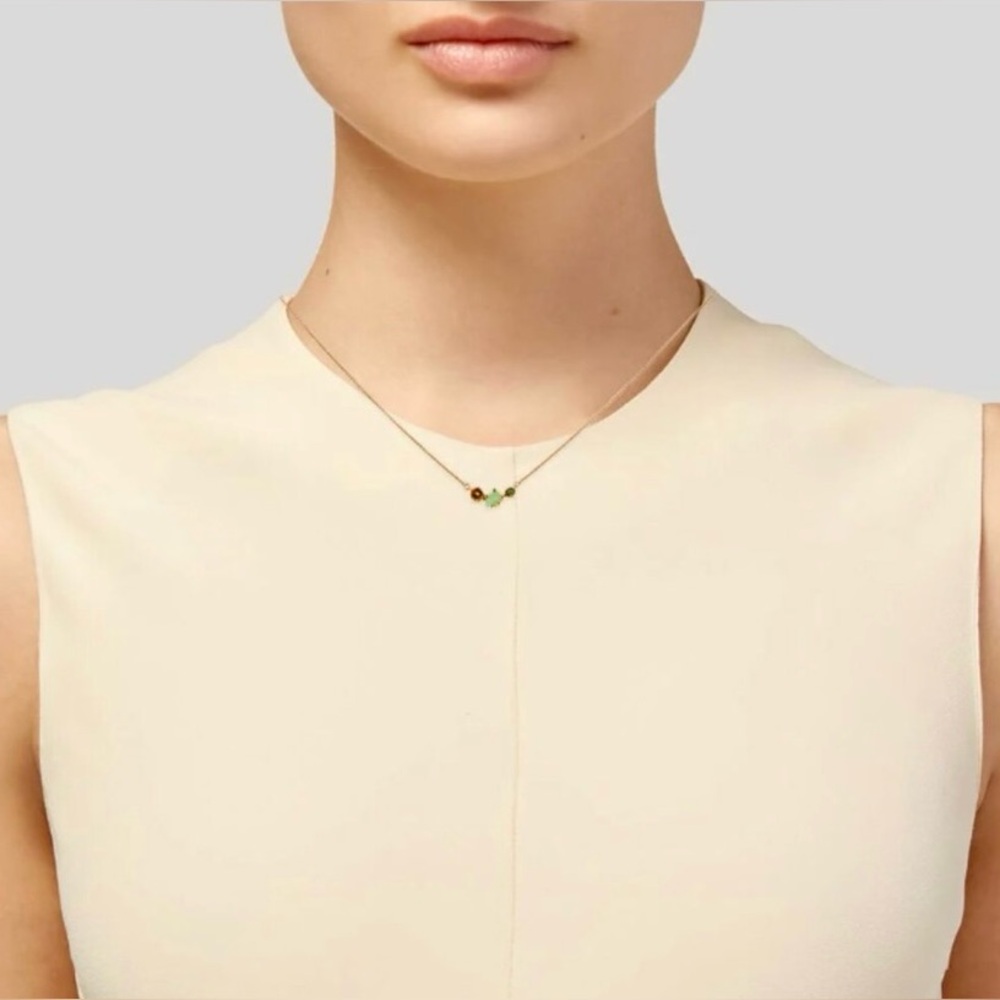 NWT Alexis Bittar Green, Blue Orange Multicolor Stone Gem Cluster Necklace - Picture 2 of 4